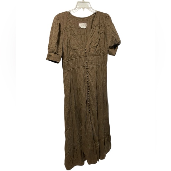 Anthropologie BOHO Tiered&True brown Maxi Dress SZ M cottagecore  prairie - Picture 3 of 16